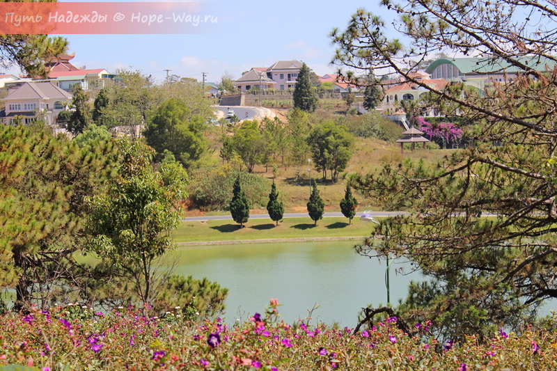 Вид на город с возвышенности в Цветочном парке Далата